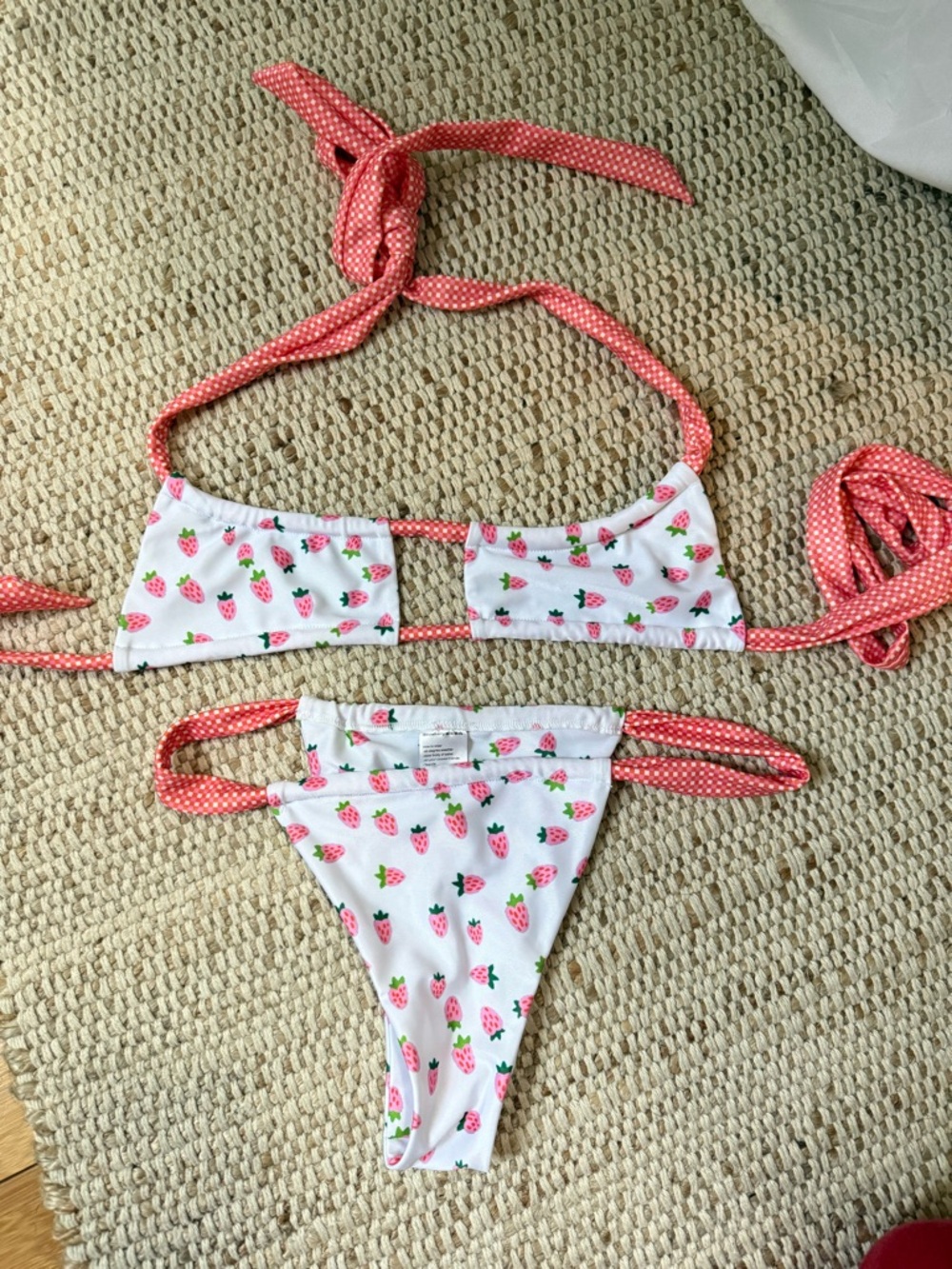 Strawberry Milk Mob Pink & White Strawberry Print Bikini Set